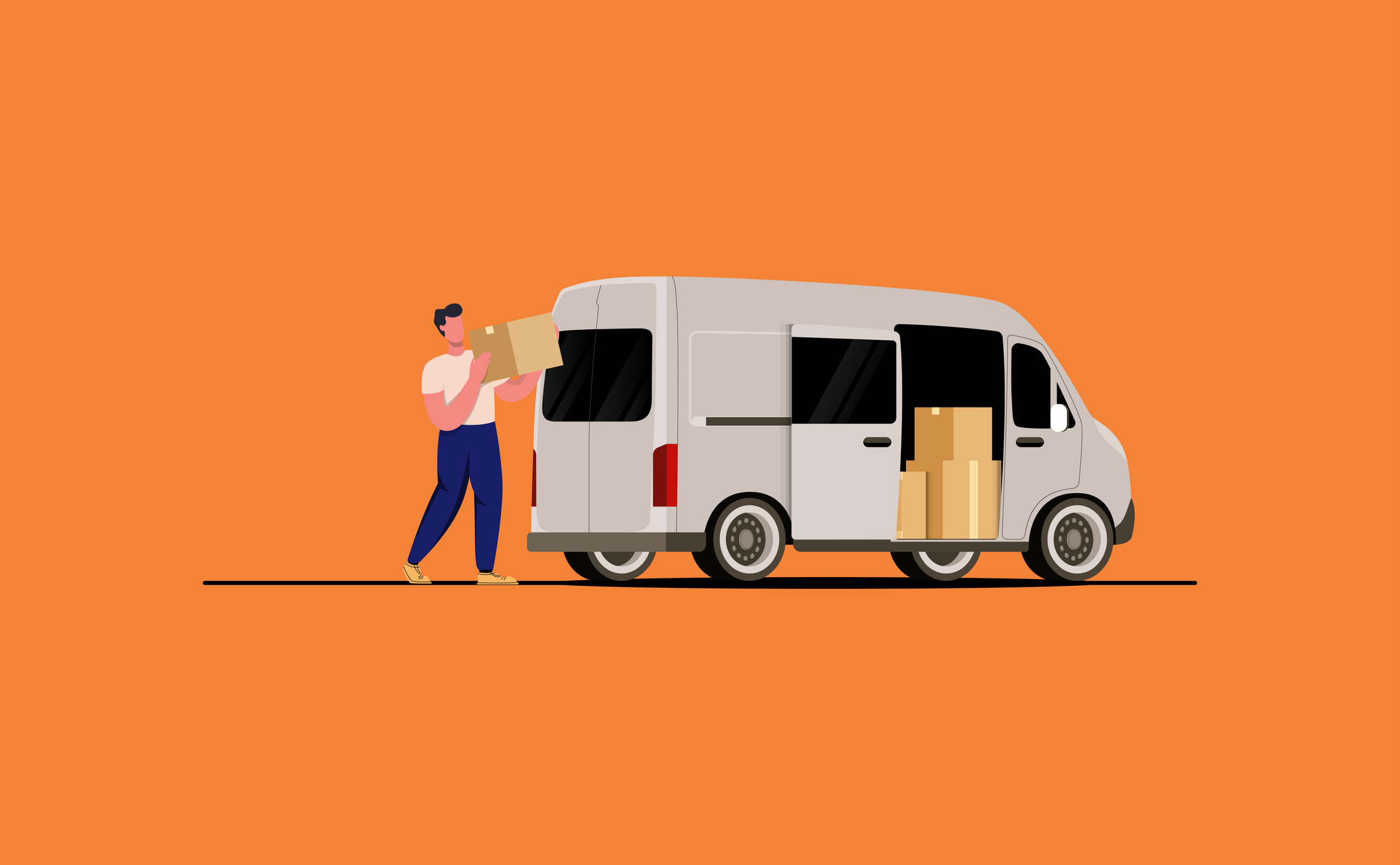 Vector illustration of packaging goods for selling.