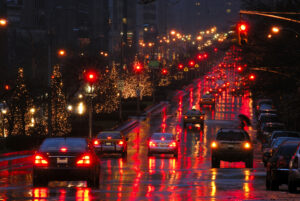 Christmas illumination at night along Park Avenue, Manhattan, New York